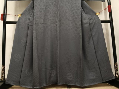 平和屋着物●無地絵羽訪問着　草花地紋　色無地　灰色　正絹　逸品　AABJ6356ph