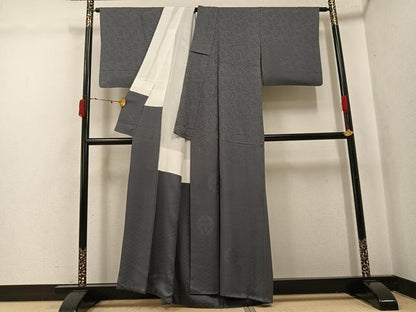 平和屋着物●無地絵羽訪問着　草花地紋　色無地　灰色　正絹　逸品　AABJ6356ph