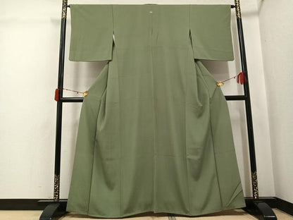 平和屋着物●上質な色無地　青白橡色　鈴乃屋扱い　正絹　逸品　AABJ6359ph