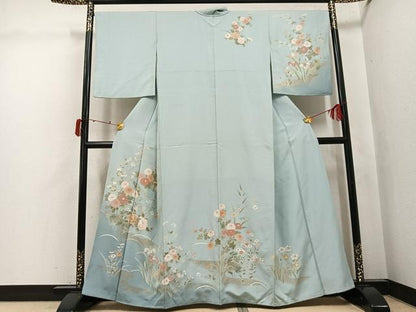 平和屋着物●訪問着　雪輪草花文　暈し染め　金彩　正絹　逸品　AABJ6360ph