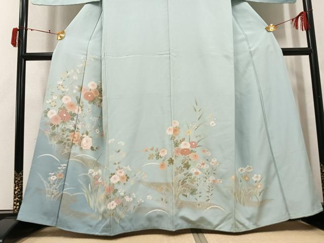 平和屋着物●訪問着　雪輪草花文　暈し染め　金彩　正絹　逸品　AABJ6360ph