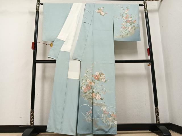 平和屋着物●訪問着　雪輪草花文　暈し染め　金彩　正絹　逸品　AABJ6360ph
