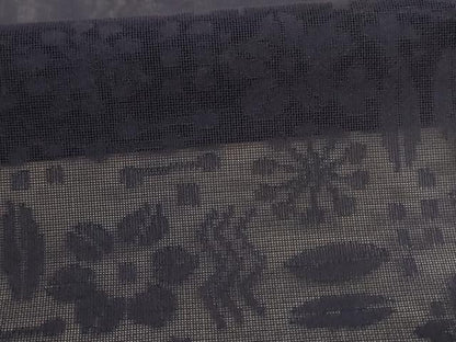 平和屋着物＊夏物　色無地　幾何学花紋紗　黒紅色　正絹　逸品　AABJ6363jd