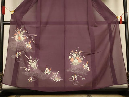 平和屋着物＊夏物　訪問着　絽　立波草花文　暈し染め　正絹　逸品　AABJ6366jd