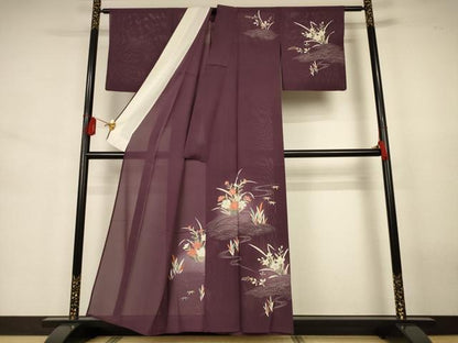 平和屋着物＊夏物　訪問着　絽　立波草花文　暈し染め　正絹　逸品　AABJ6366jd