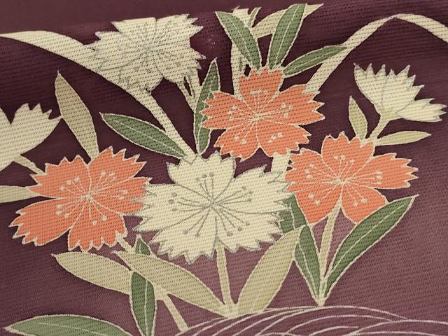 平和屋着物＊夏物　訪問着　絽　立波草花文　暈し染め　正絹　逸品　AABJ6366jd