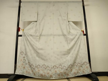 平和屋着物＊夏物　訪問着　絽　草花文　洗える着物　AABJ6368jd