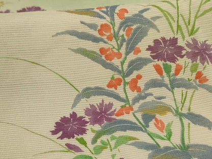 平和屋着物＊夏物　小紋　絽　草花文　暈し染め　正絹　逸品　AABJ6369jd