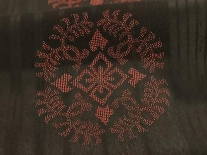 平和屋着物＊夏物　小紋　紗　正倉院花文　黒地　正絹　逸品　AABJ6371jd
