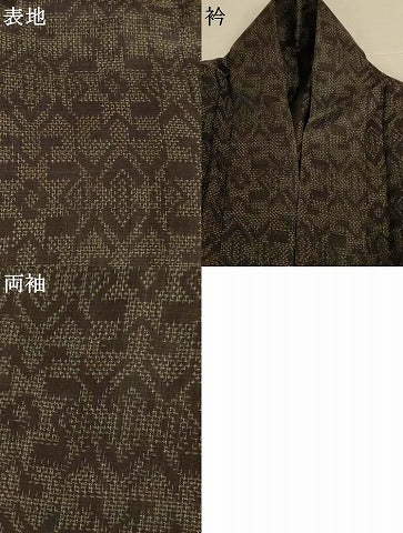 平和屋着物＊夏物　石川県指定無形文化財　能登上布　本麻手織上布　幾何学文様　麻　逸品　AABJ6379jd