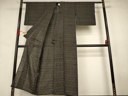 平和屋着物＊夏物　石川県指定無形文化財　能登上布　本麻手織上布　幾何学文様　麻　逸品　AABJ6379jd