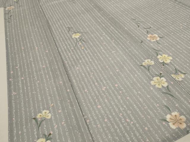 平和屋着物＊夏物　小紋　絽　草花文　さんび謹製　洗える着物　AABJ6384jd