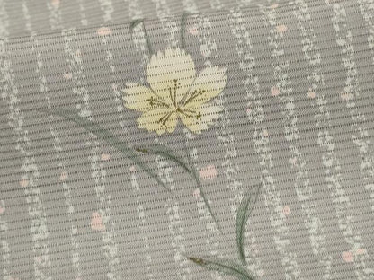 平和屋着物＊夏物　小紋　絽　草花文　さんび謹製　洗える着物　AABJ6384jd