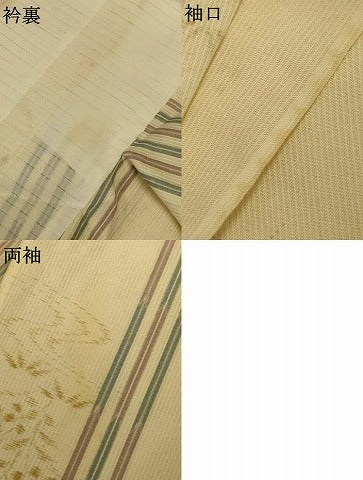 平和屋着物＊夏物　小紋　紗　草花文　正絹　逸品　AABJ6385jd