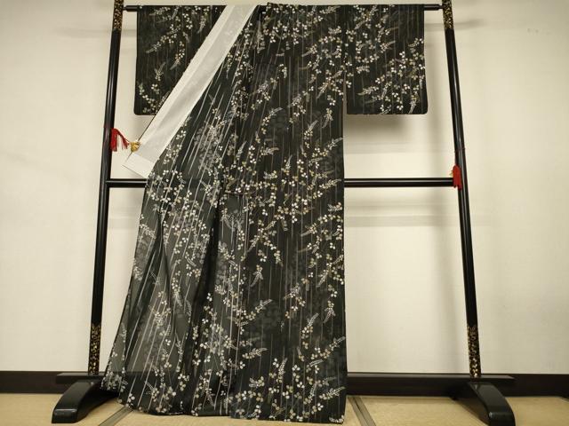 平和屋着物＊夏物　小紋　絽　萩　正絹　逸品　AABJ6386jd