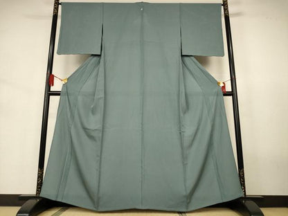 平和屋着物＊夏物　色無地　縦絽　柳煤竹色　正絹　逸品　未使用　AABJ6388jd