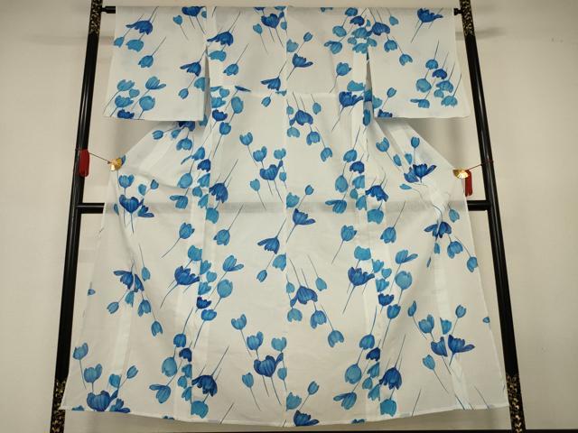 平和屋着物＊夏物　小紋　紗　舞花文　洗える着物　AABJ6397jd