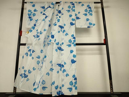 平和屋着物＊夏物　小紋　紗　舞花文　洗える着物　AABJ6397jd