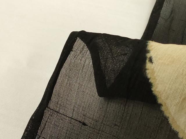 平和屋着物＊夏物　アンティーク　大正ロマン　小紋　紗　草花文　黒地　正絹　逸品　AABJ6398jd