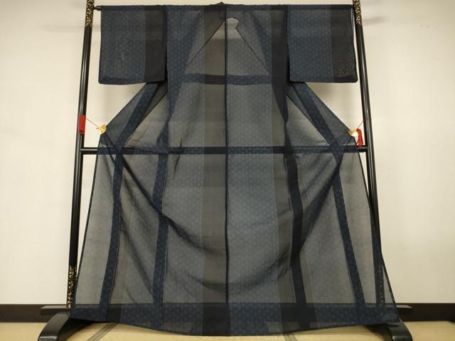 平和屋着物＊夏物　紗紬　麻の葉文様　正絹　逸品　AABJ6399jd