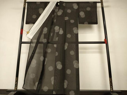 平和屋着物＊夏物　夏大島　雪輪丸文　証紙付き　正絹　逸品　AABJ6401jd