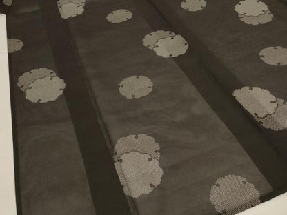 平和屋着物＊夏物　夏大島　雪輪丸文　証紙付き　正絹　逸品　AABJ6401jd