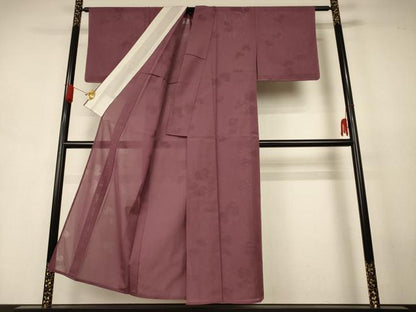 平和屋着物＊夏物　色無地　蔦の葉紋紗　煤竹色　正絹　逸品　未使用　AABJ6404jd