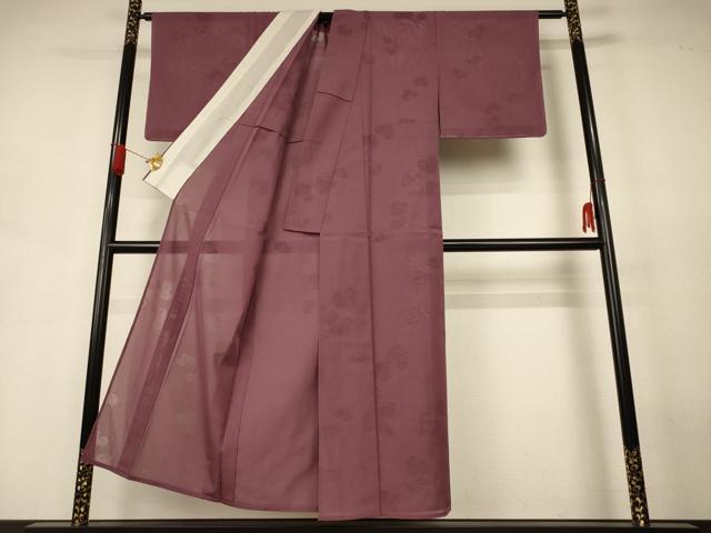平和屋着物＊夏物　色無地　蔦の葉紋紗　煤竹色　正絹　逸品　未使用　AABJ6404jd