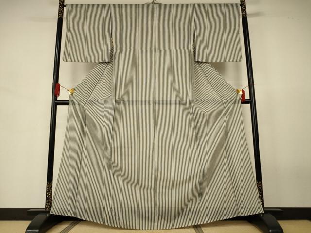 平和屋着物＊夏物　小紋　絽　縞　洗える着物　AABJ6407jd