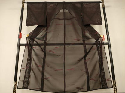 平和屋着物＊夏物　小紋　紗　霞文　正絹　逸品　AABJ6409jd