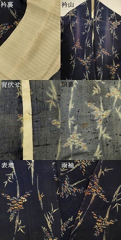 平和屋着物＊夏物　小紋　紗紬　笹竹文　正絹　逸品　AABJ6410jd
