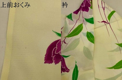 平和屋着物＊夏物　小紋　絽　草花文　洗える着物　AABJ6413jd