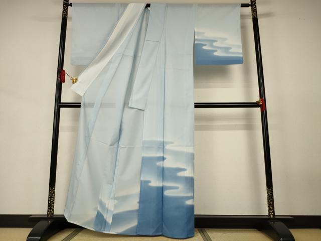 平和屋着物＊夏物　訪問着　絽　霞文　暈し染め　洗える着物　AABJ6414jd