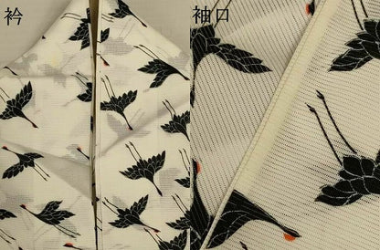 平和屋着物＊夏物　小紋　絽　飛鶴文　洗える着物　AABJ6421jd