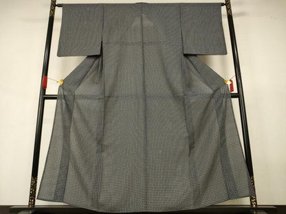 平和屋着物＊夏物　小紋　絽　幾何学文様　正絹　逸品　AABJ6422jd