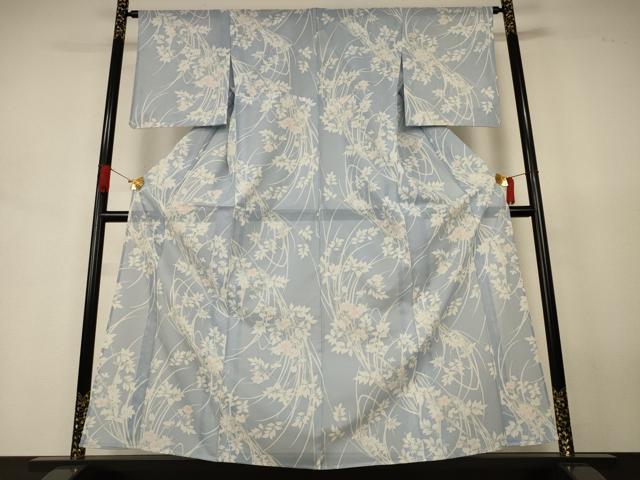平和屋着物＊夏物　小紋　絽　草花文　洗える着物　AABJ6424jd