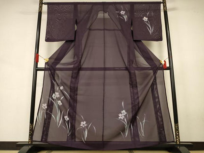平和屋着物＊夏物　訪問着　絽　手描き　草花文　洗える着物　AABJ6428jd