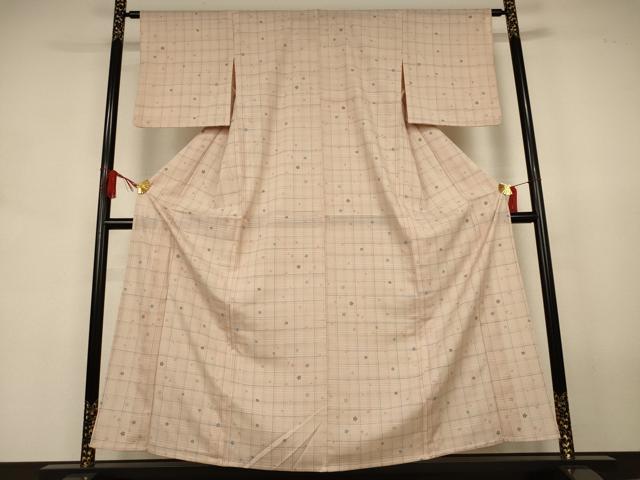 平和屋着物＊夏物　小紋　変わり絽　舞桜文　洗える着物　AABJ6434jd