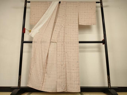 平和屋着物＊夏物　小紋　変わり絽　舞桜文　洗える着物　AABJ6434jd