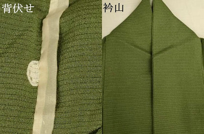 平和屋着物＊夏物　色無地　絽縮緬　麹塵色　正絹　逸品　AABJ6443jd