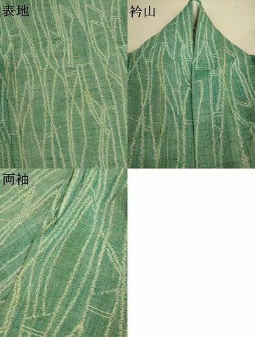 平和屋着物＊夏物　小千谷ちぢみ　幾何学文様　麻　逸品　AABJ6447jd
