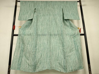 平和屋着物＊夏物　小千谷ちぢみ　幾何学文様　麻　逸品　AABJ6447jd