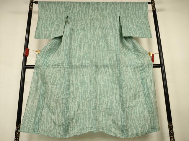 平和屋着物＊夏物　小千谷ちぢみ　幾何学文様　麻　逸品　AABJ6447jd