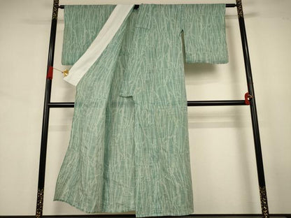 平和屋着物＊夏物　小千谷ちぢみ　幾何学文様　麻　逸品　AABJ6447jd