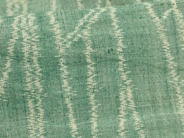 平和屋着物＊夏物　小千谷ちぢみ　幾何学文様　麻　逸品　AABJ6447jd