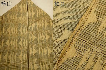平和屋着物＊夏物　本塩沢　夏塩沢　幾何学文様　正絹　逸品　AABJ6449jd