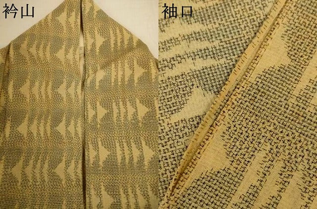 平和屋着物＊夏物　本塩沢　夏塩沢　幾何学文様　正絹　逸品　AABJ6449jd