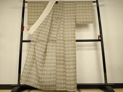 平和屋着物＊夏物　本塩沢　夏塩沢　幾何学文様　正絹　逸品　AABJ6449jd