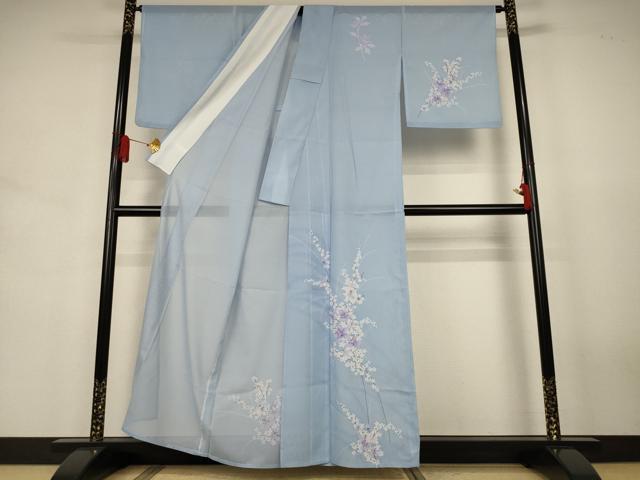 平和屋着物＊夏物　訪問着　絽　草花文　洗える着物　AABJ6453jd