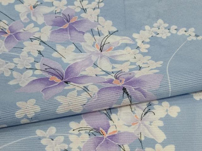 平和屋着物＊夏物　訪問着　絽　草花文　洗える着物　AABJ6453jd